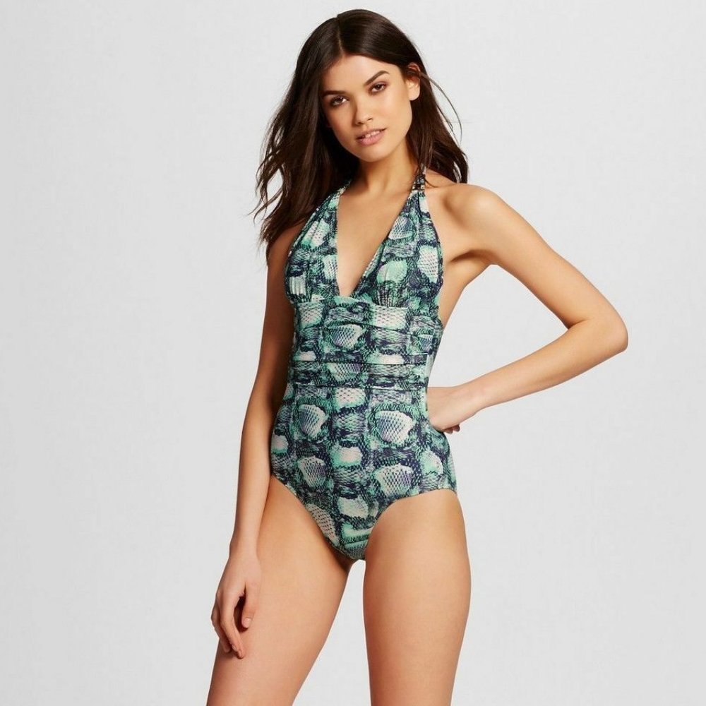 MAR by Vix Snake Print Halter Tie One Piece  Swim